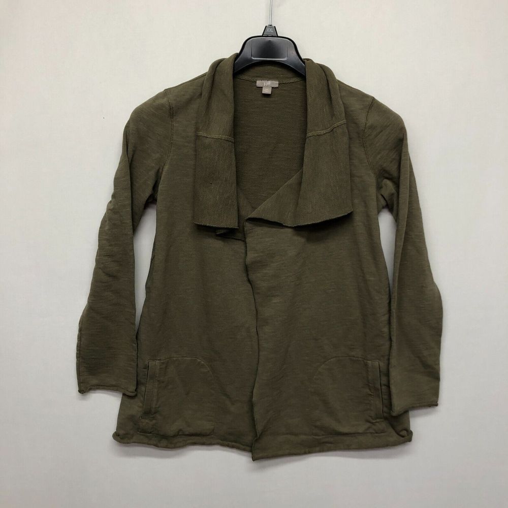 J. Jill Women Open Front Cardigan Sweater Size Extra Small Olive Green M116 -13